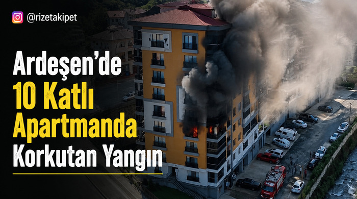Ardeşen’de 10 Katlı Apartmanda Korkutan Yangın