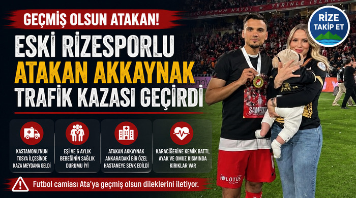 Eski Rizesporlu Atakan Akkaynak Kaza Geçirdi